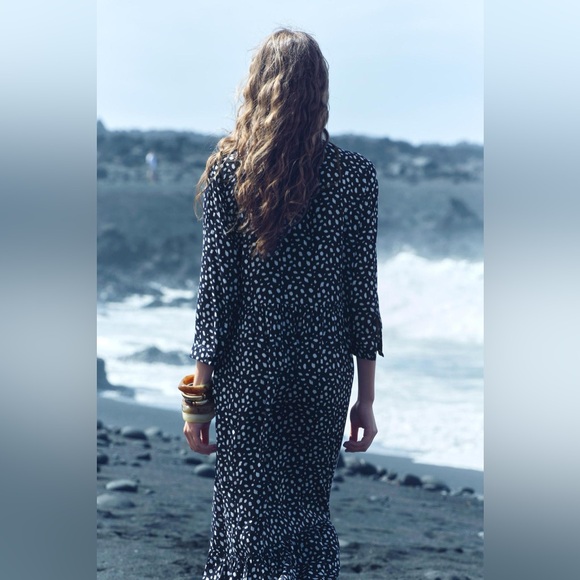 ZARA LONG PRINTED DRESS ZW COLLECTION SIZE M NWT - Picture 2 of 12
